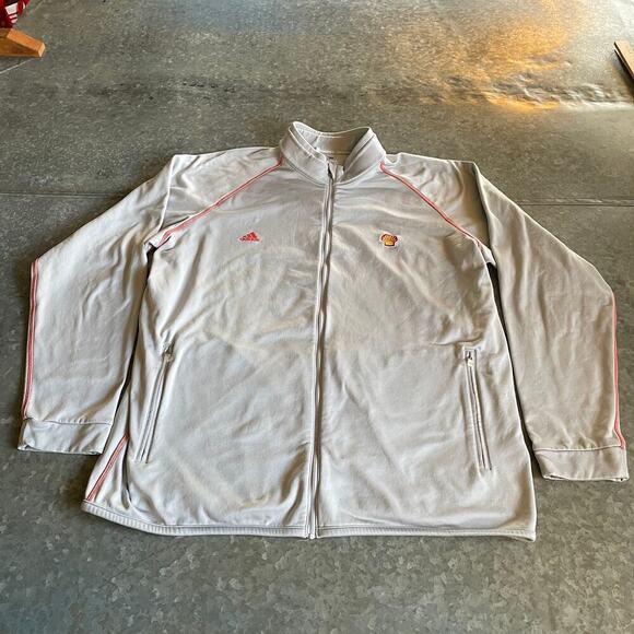 Shell Gas Embroidered Adidas Sweatshirt Lightweight Jacket Mens XL Gray Vintage - Picture 2 of 14